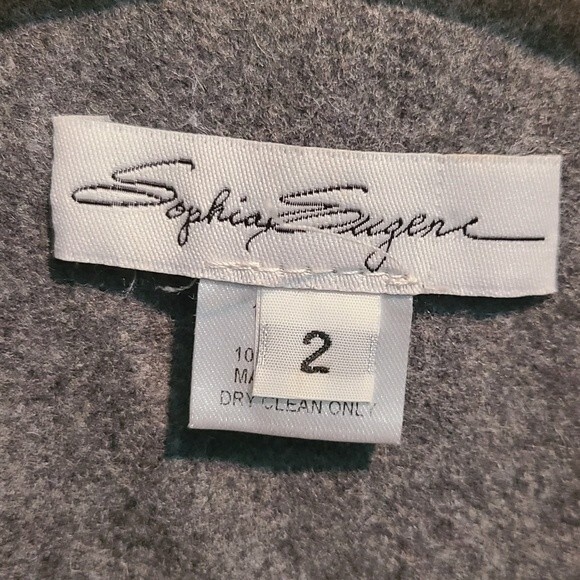 Sophia Eugene Gray Wool Short Bell Sleeve  Blazer Jacket - Picture 4 of 7